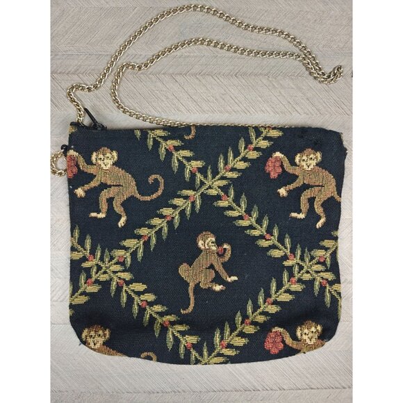 Vtg Doodle Bag Monkey Tapestry Crossbody Shoulder Purse Chain Strap Stuart FL - Picture 6 of 10